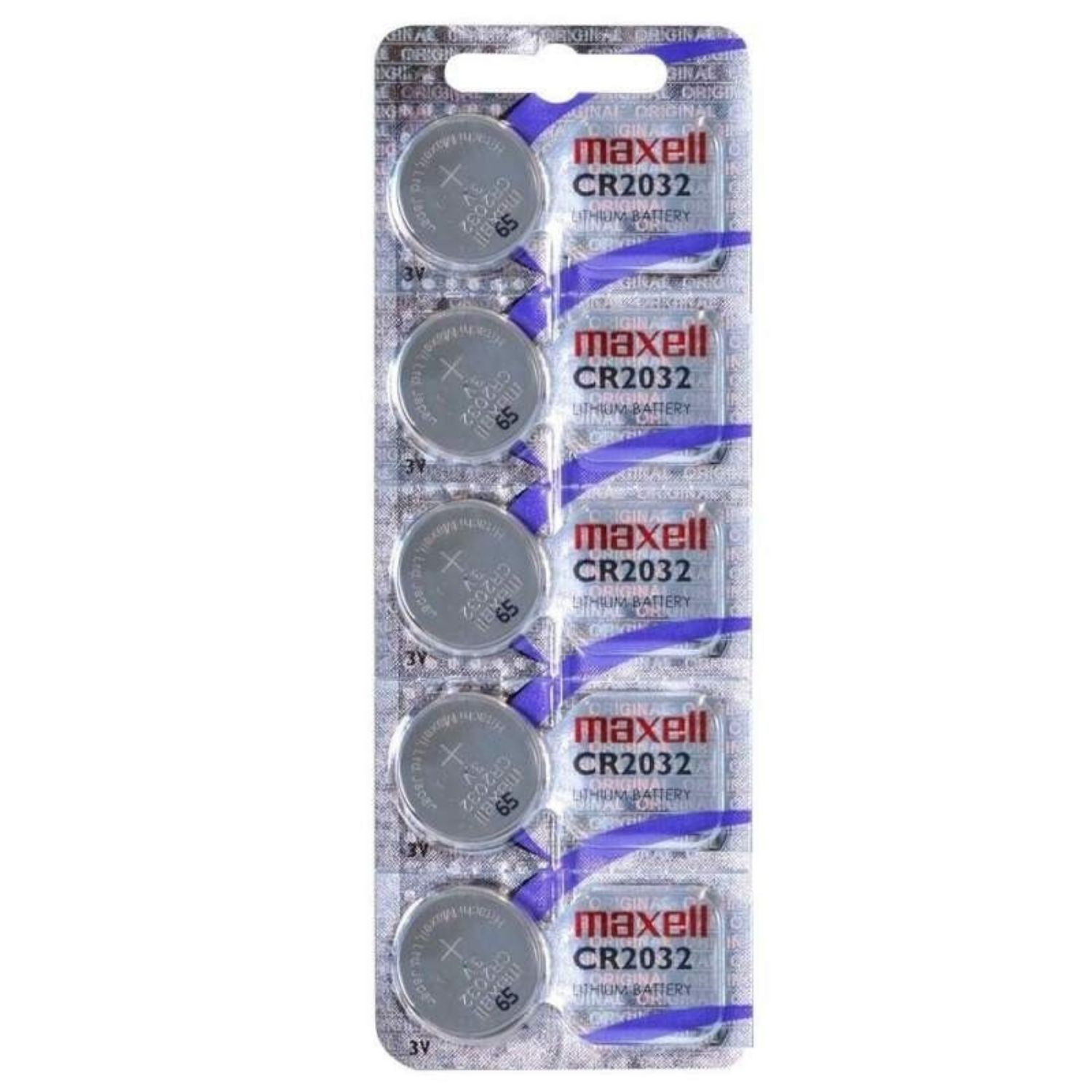 Maxell Piles CR2032  Pile Bouton Lithium blister de 5 piles