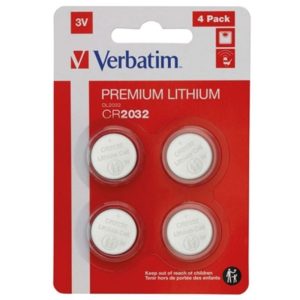 Pile CR2032 Verbatim | Blister de 4 piles Lithium